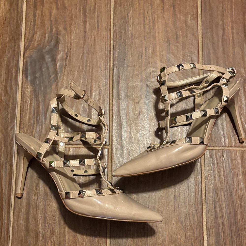 Mix No. 6 Studded Strappy Heels - Nude